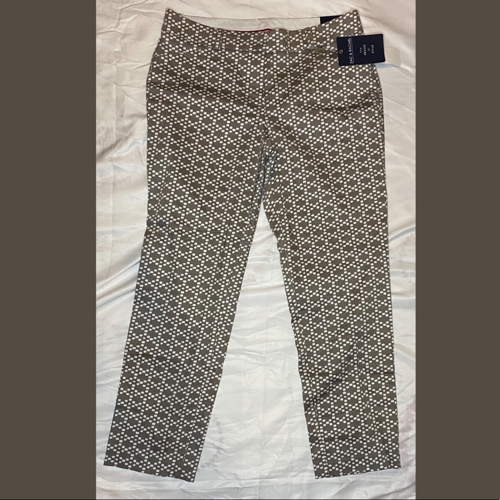 Straight Leg Work Pants/ Grey and White/ New